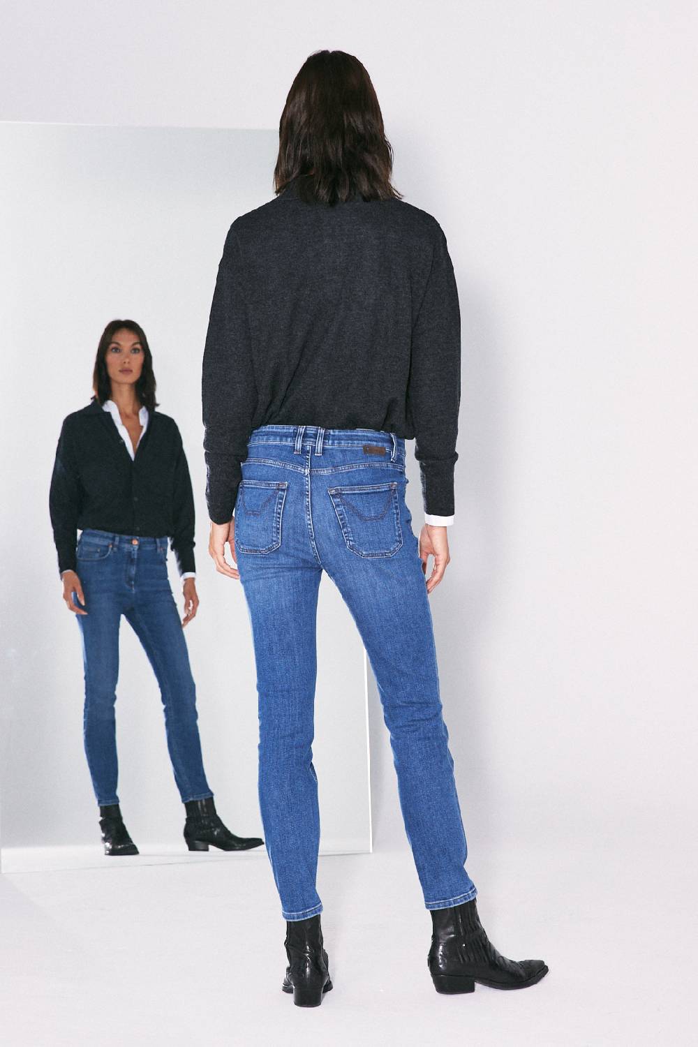Jeckerson 5 tasche skinny in denim blu medio Outlet
