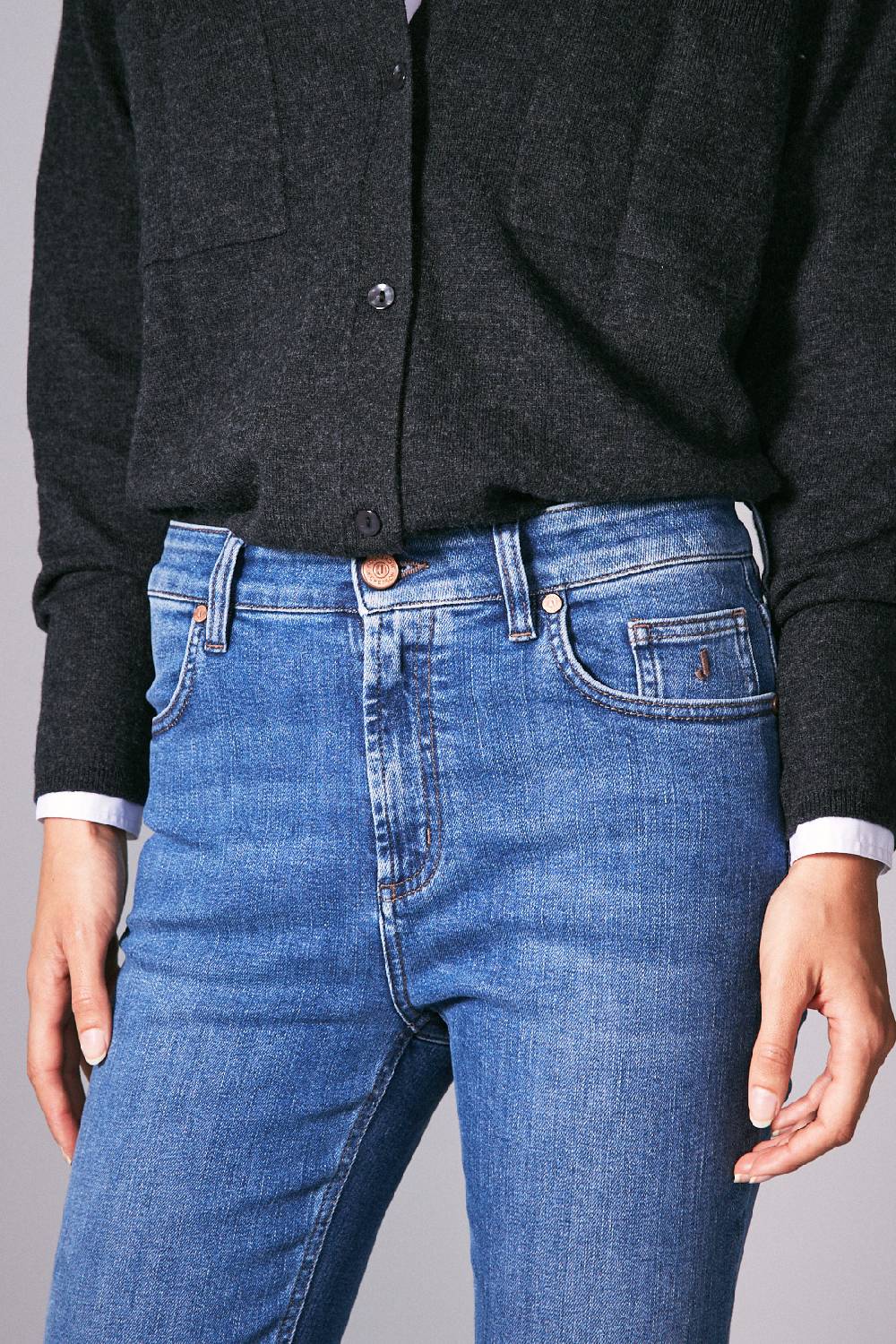 Jeckerson 5 tasche skinny in denim blu medio Outlet