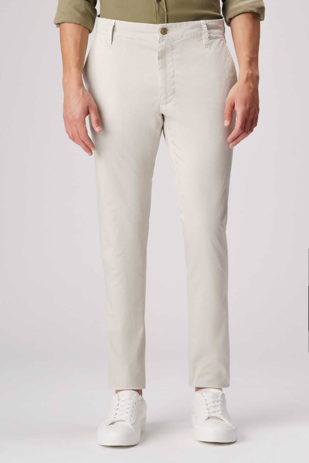Jeckerson Jack- Pantalone chino con tasca americana in armatura raso beige chiaro In Vendita