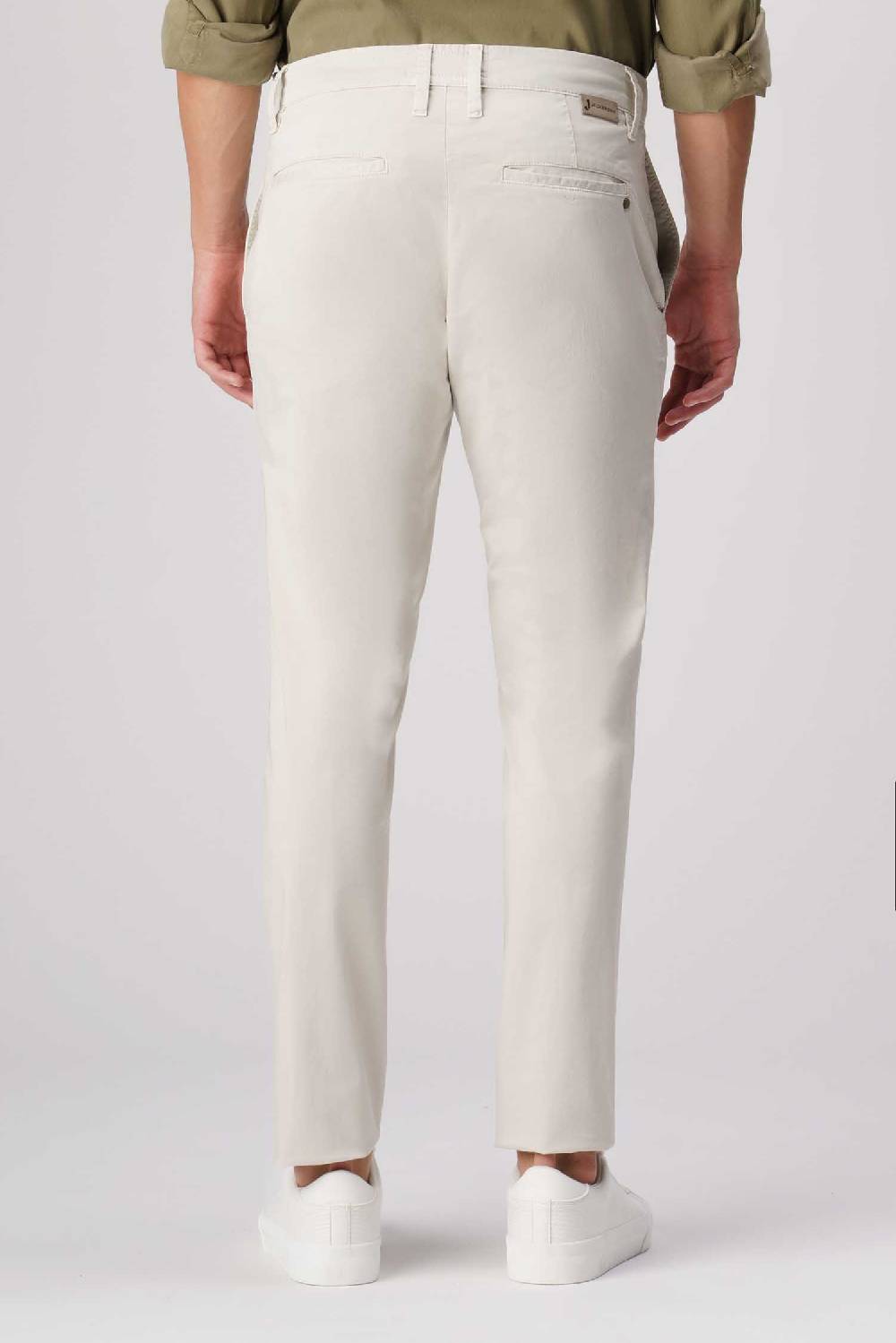 Jeckerson Jack- Pantalone chino con tasca americana in armatura raso beige chiaro In Vendita