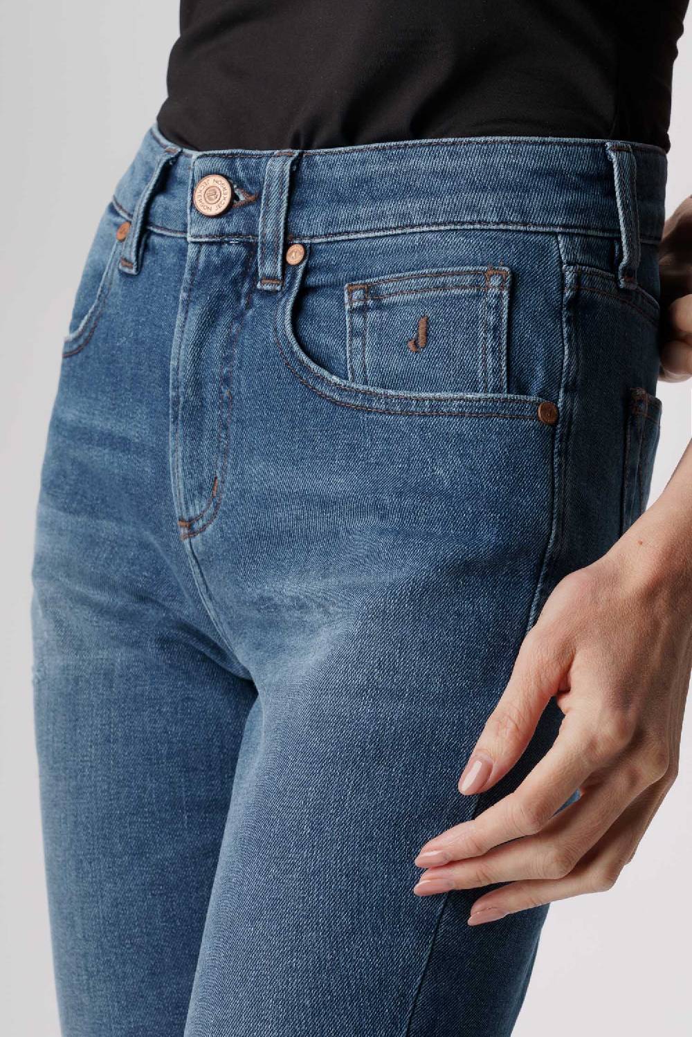 Jeckerson Jacqueline - Pantalone 5 tasche in denim tri-blend blu medio Saldi