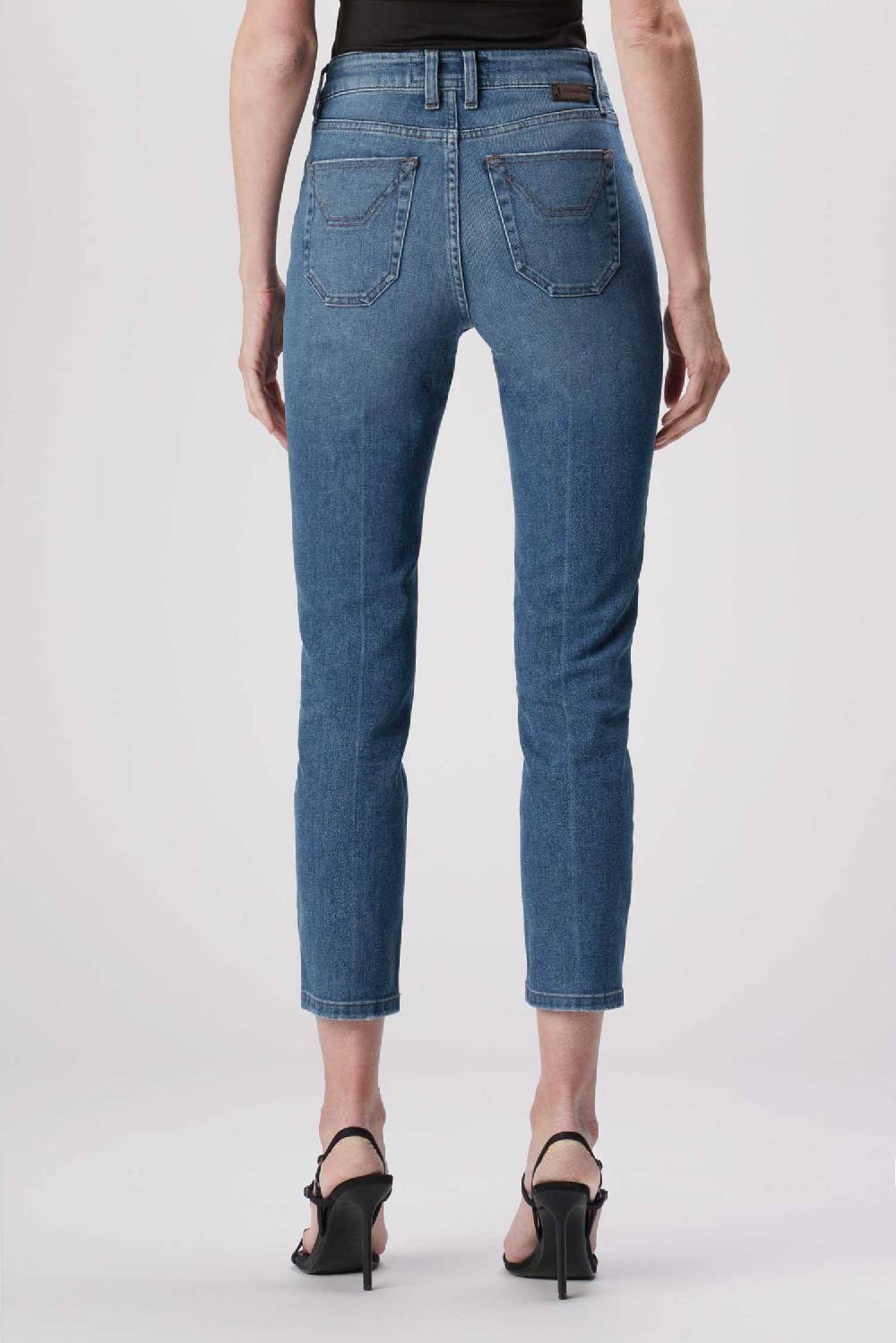 Jeckerson Jacqueline - Pantalone 5 tasche in denim tri-blend blu medio Saldi