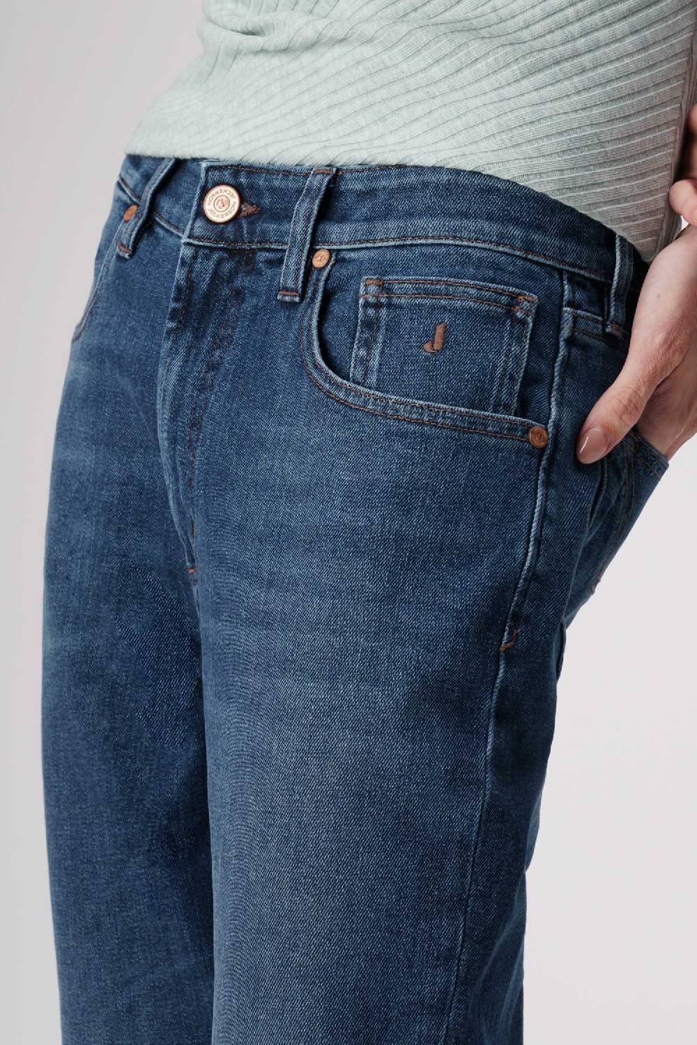 Jeckerson Julia - Pantalone 5 tasche boyfriend in denim tri-blend blu scuro Hotsell