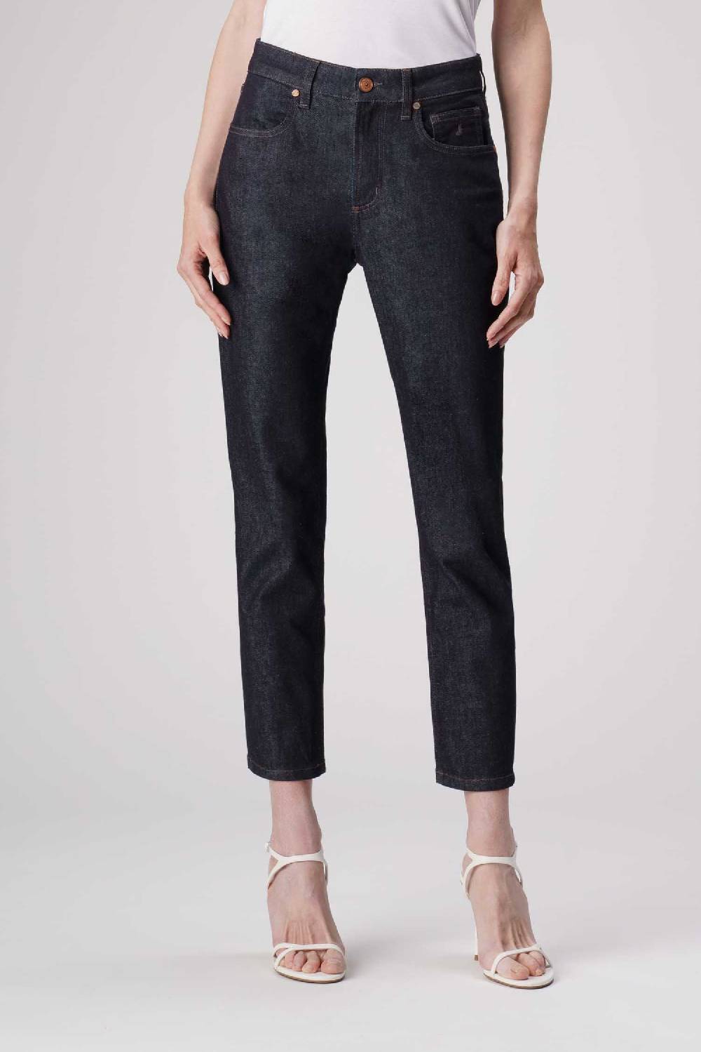 Jeckerson Jacqueline - Pantalone 5 tasche in denim tri-blend blu rinse Vendita Calda