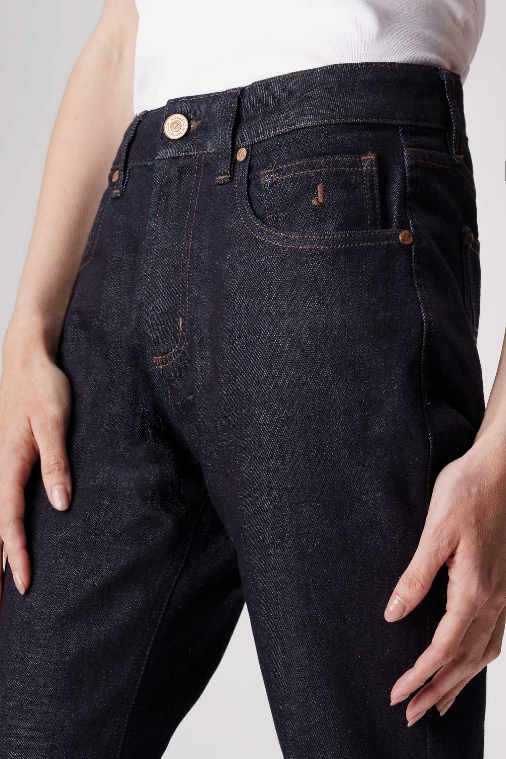 Jeckerson Jacqueline - Pantalone 5 tasche in denim tri-blend blu rinse Vendita Calda