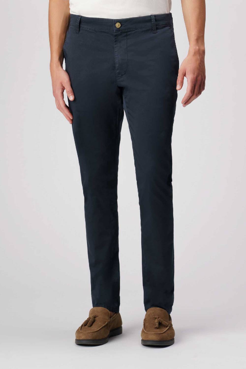Jeckerson Jack- Pantalone chino con tasca americana in armatura raso blu scuro Saldi Di Fabbrica