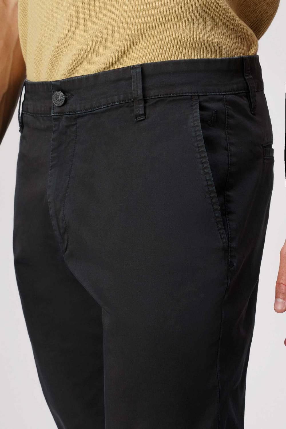 Jeckerson Jack- Pantalone chino con tasca americana in armatura raso nero Vendite Flash