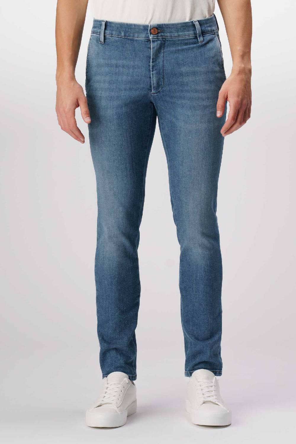 Jeckerson Jack- Pantalone chino in comfort denim blu medio In Saldo
