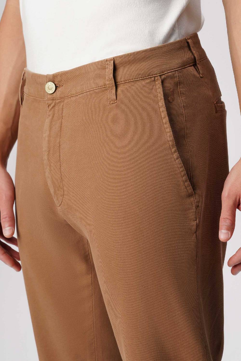 Jeckerson Jack- Pantalone chino slim fit in nido d'ape marrone chiaro Nuova