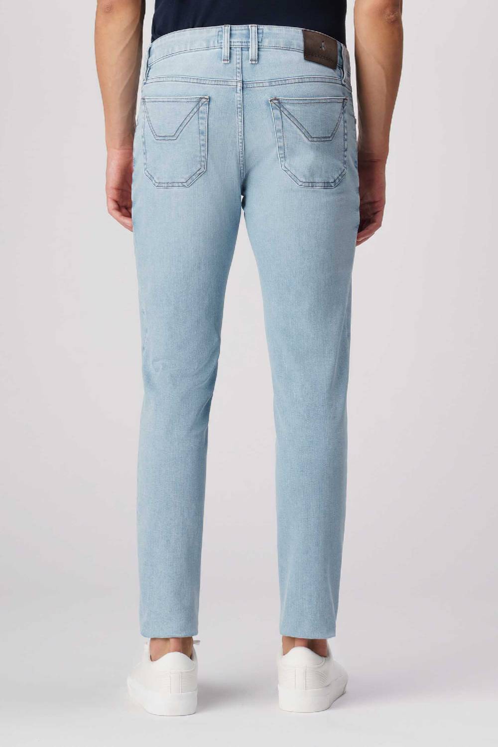 Jeckerson James - Pantalone 5 tasche con toppa in comfort denim blu chiaro Moda