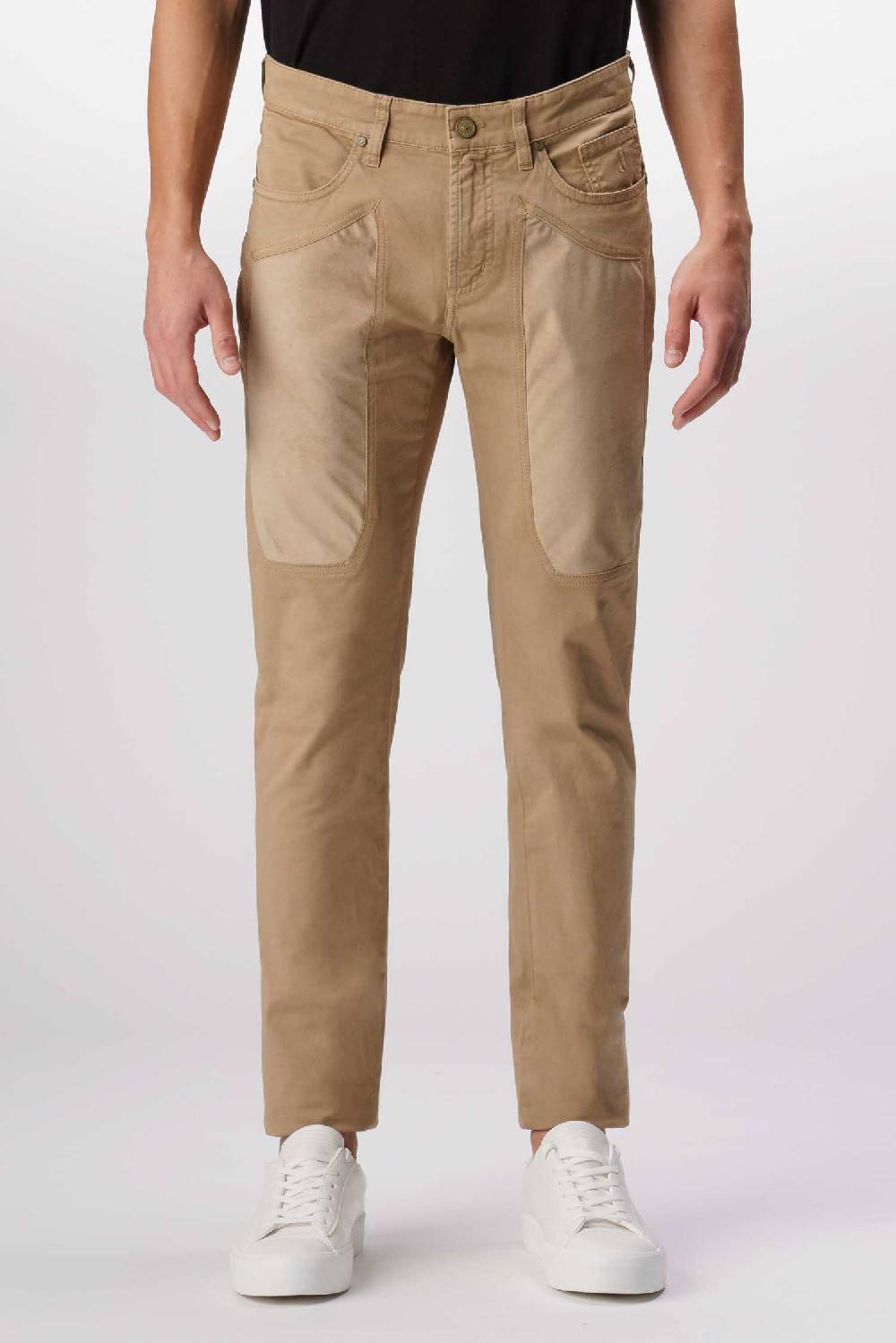 Jeckerson John - Pantalone 5 tasche con toppa in alcantara beige scuro Qualità