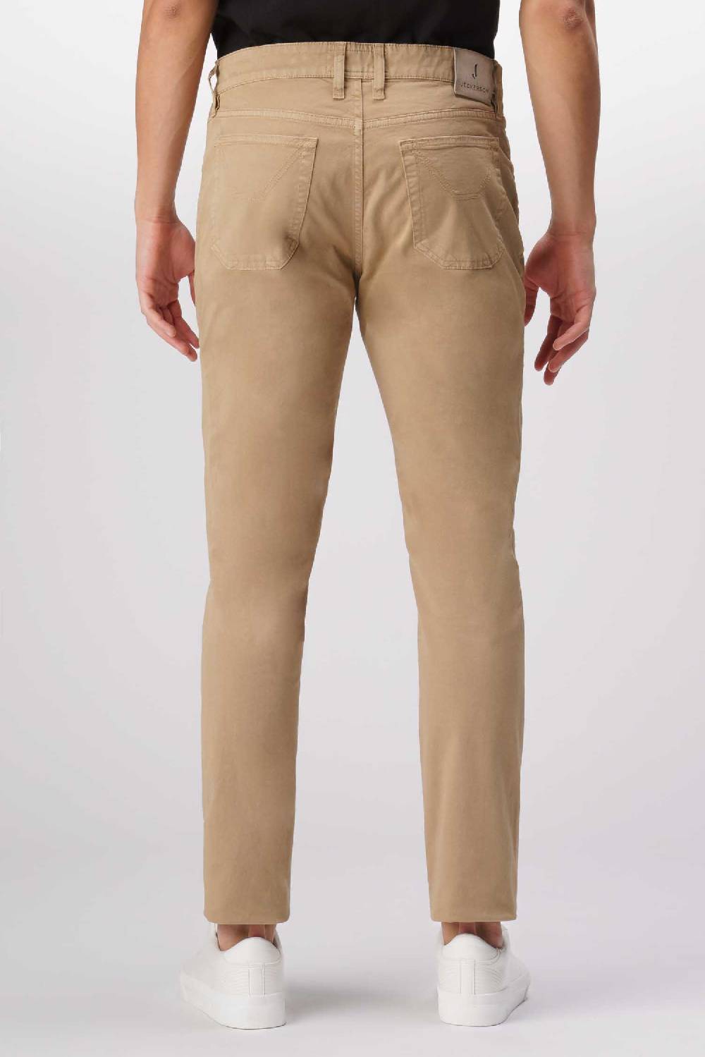 Jeckerson John - Pantalone 5 tasche con toppa in alcantara beige scuro Qualità
