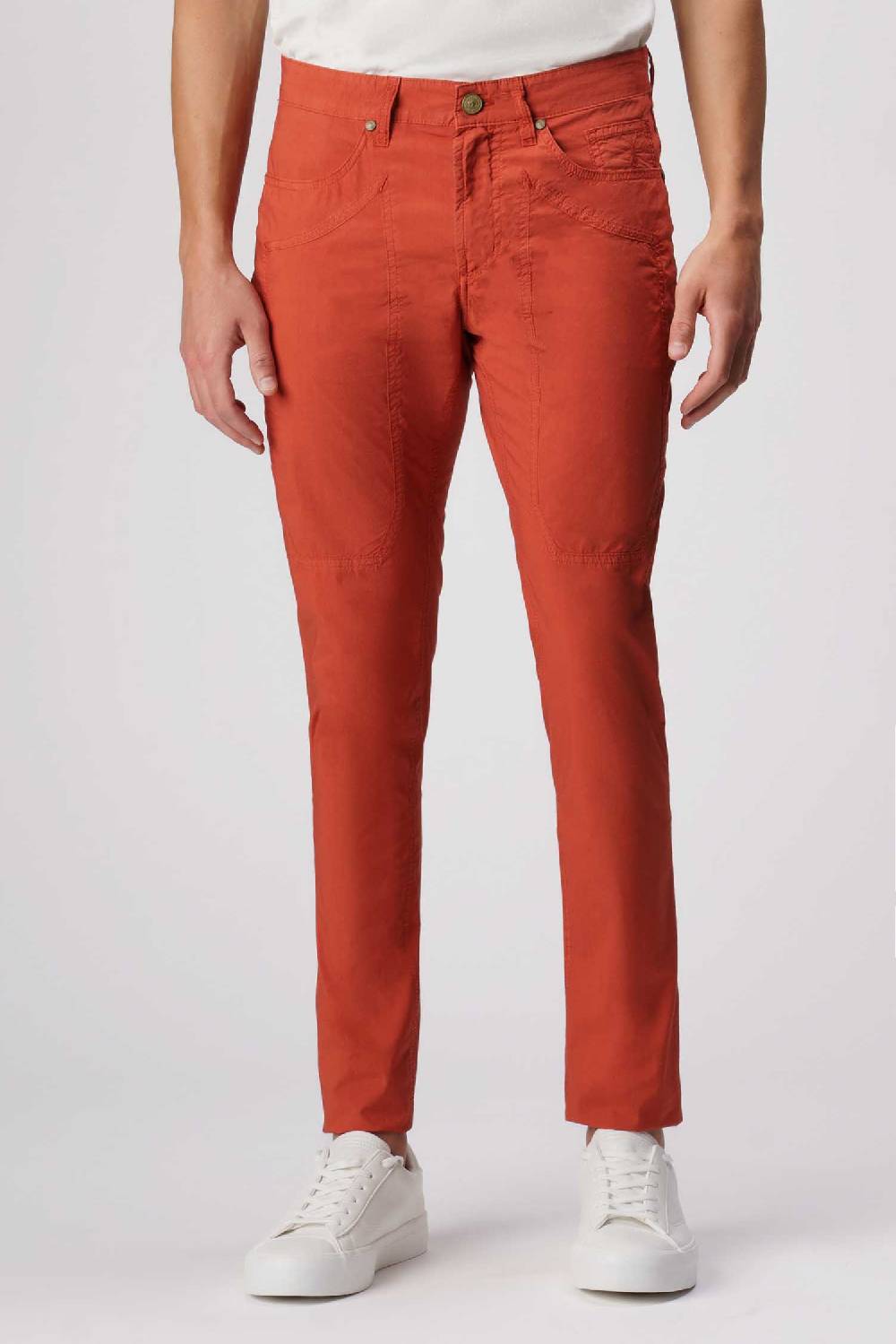 Jeckerson John - Pantalone 5 tasche con toppa arancio scuro Vendita
