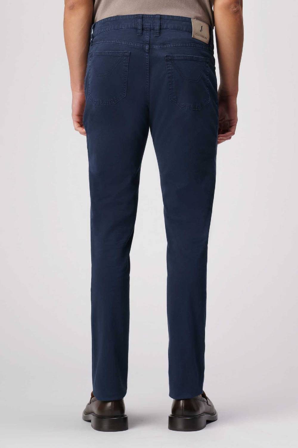 Jeckerson John - Pantalone 5 tasche con toppa in alcantara blu Promozione