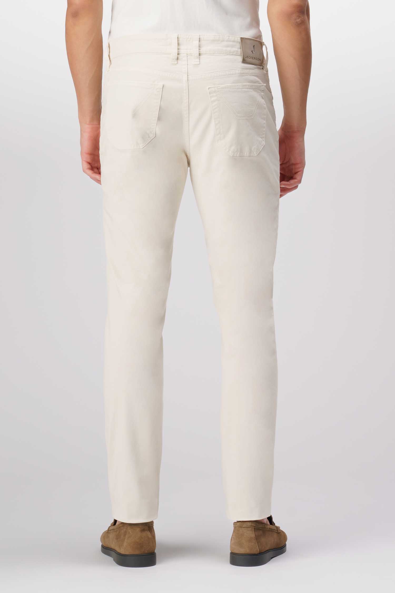 Jeckerson John - Pantalone 5 tasche con toppa in alcantara beige chiaro Pezzi Unici