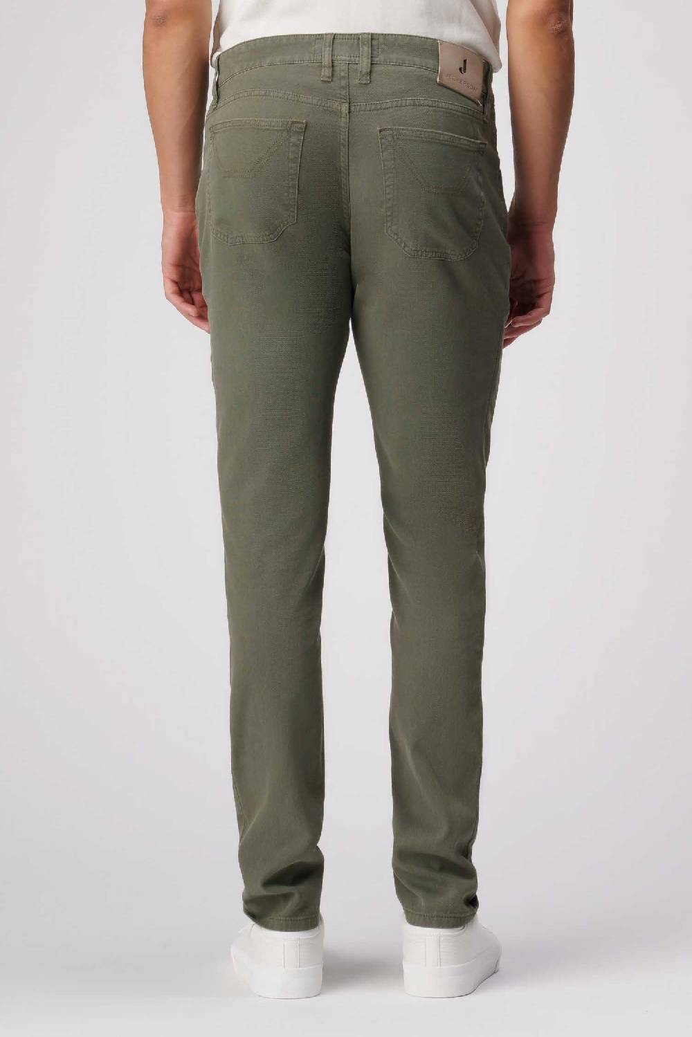 Jeckerson John - Pantalone 5 tasche con toppa in nido d'ape verde militare Qualità Garantita