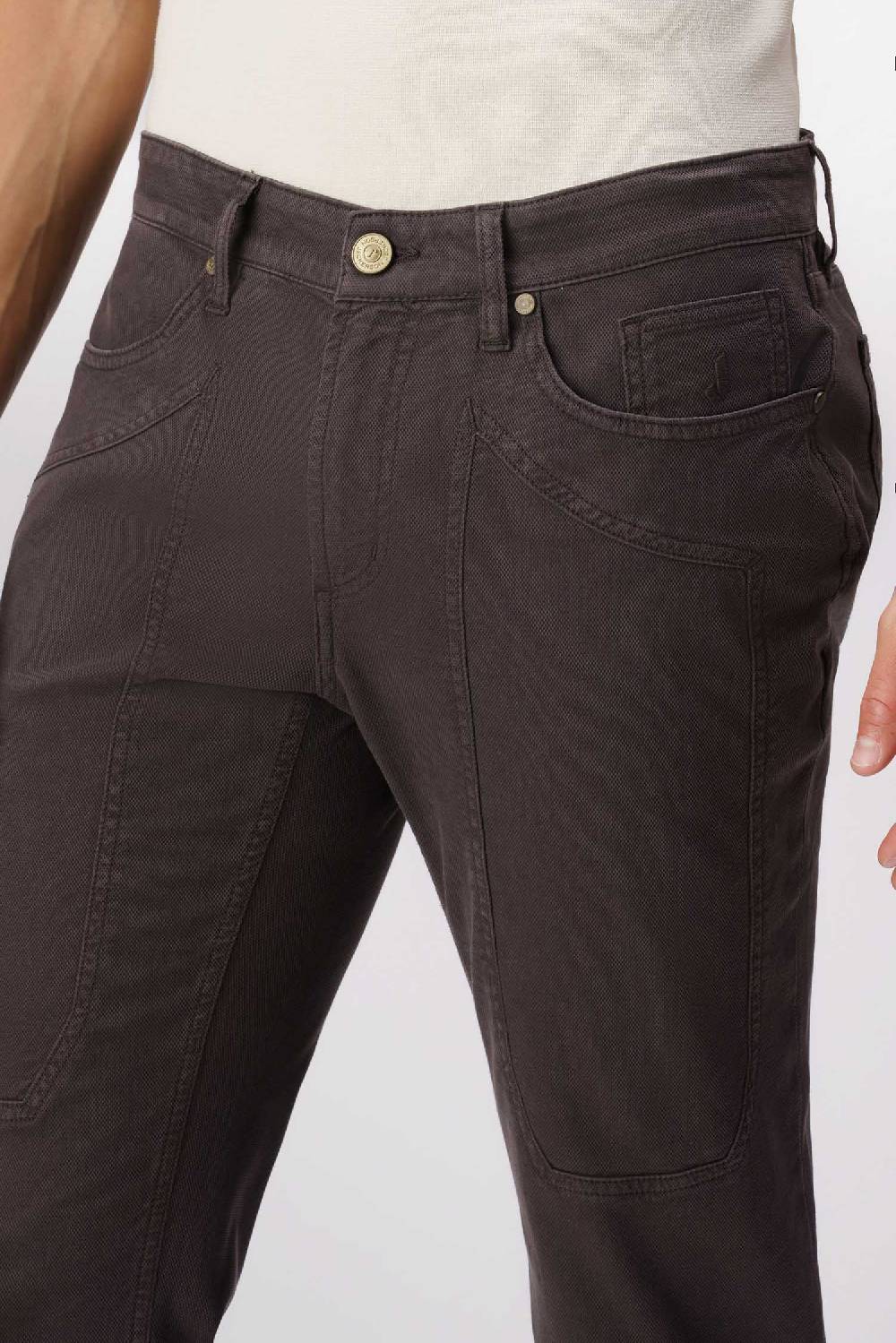 Jeckerson John - Pantalone 5 tasche con toppa in nido d'ape marrone Negozi Online