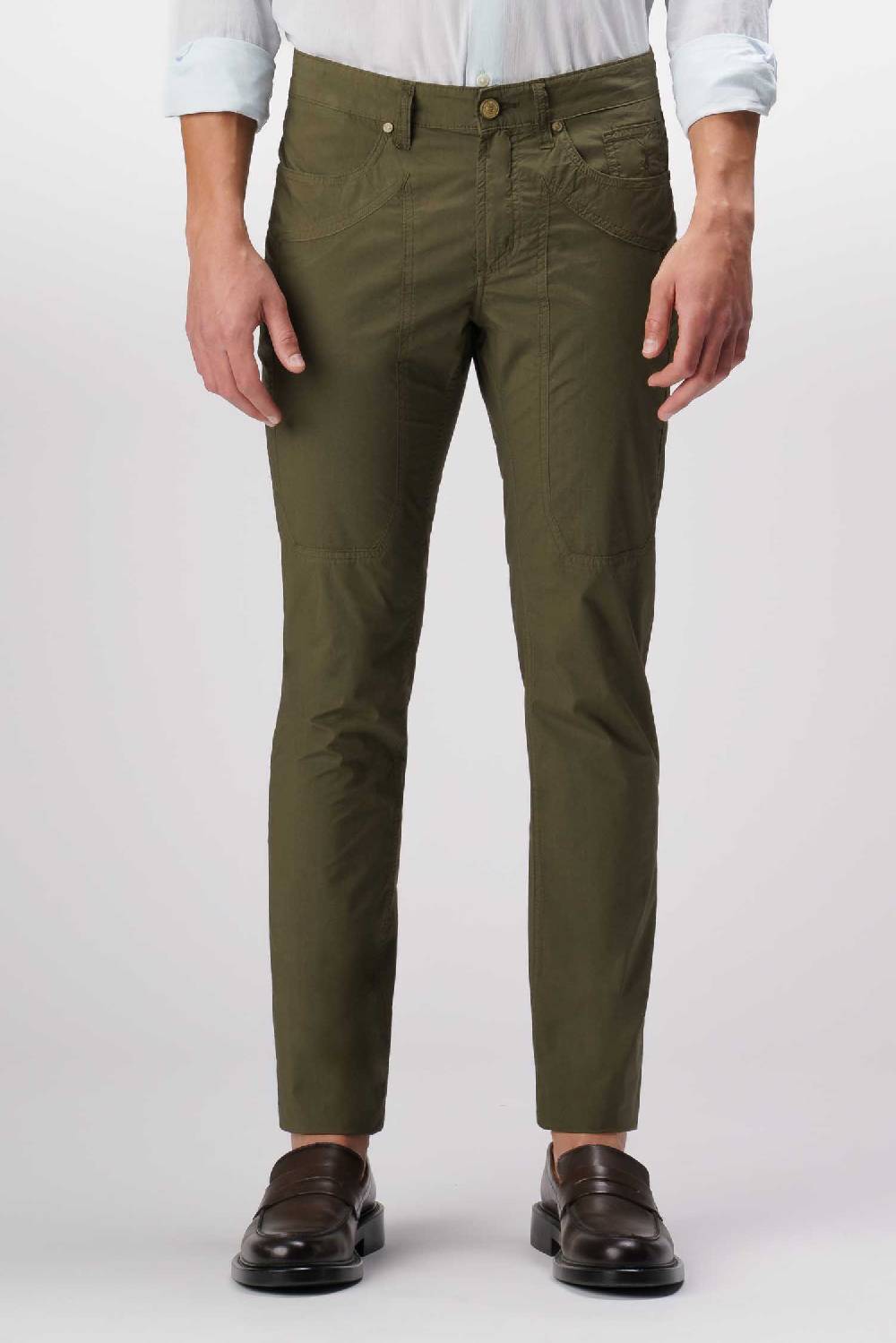 Jeckerson John - Pantalone 5 tasche con toppa verde militare Acquista Ora