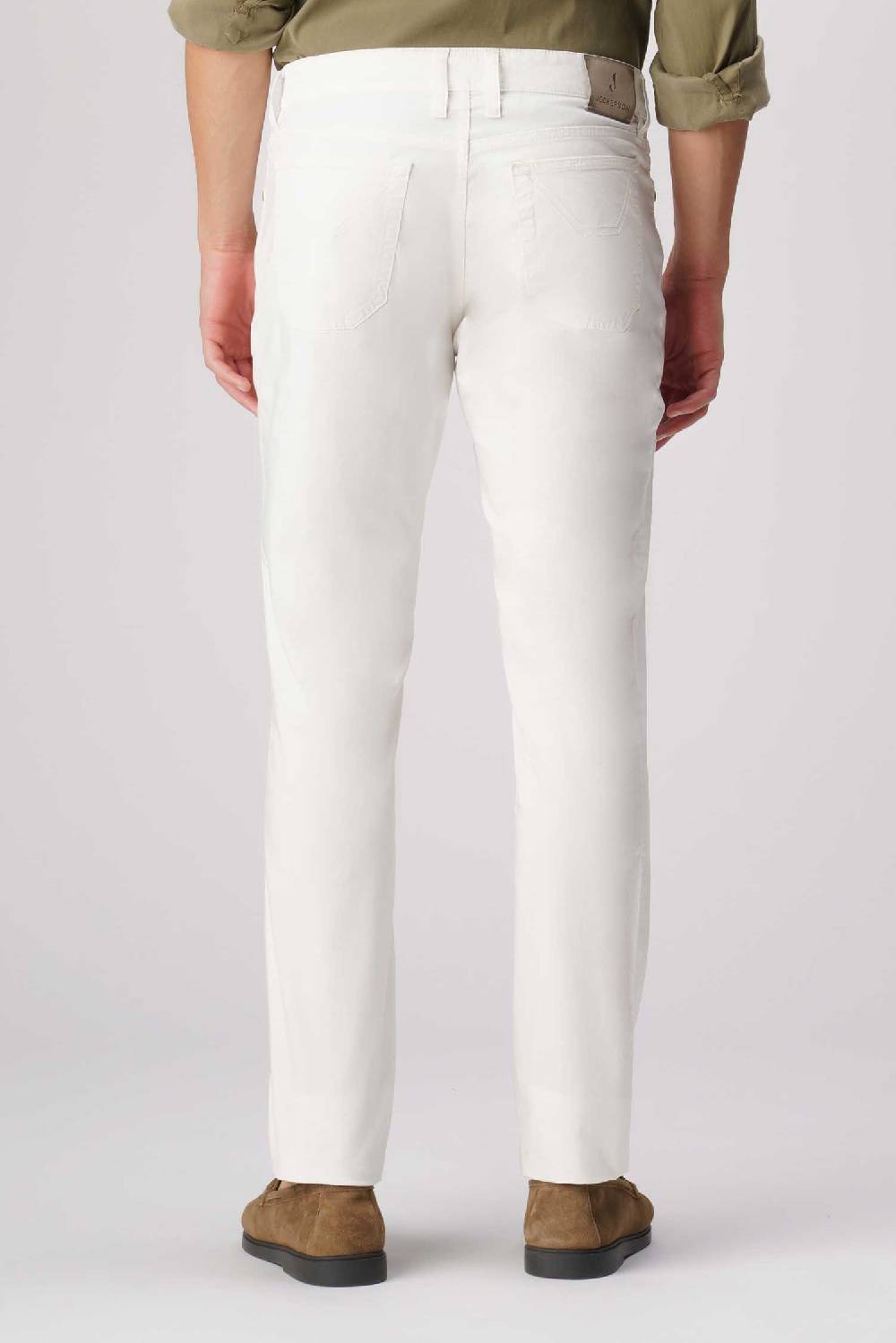 Jeckerson John - Pantalone 5 tasche in armatura raso bianco Promozione Limitata