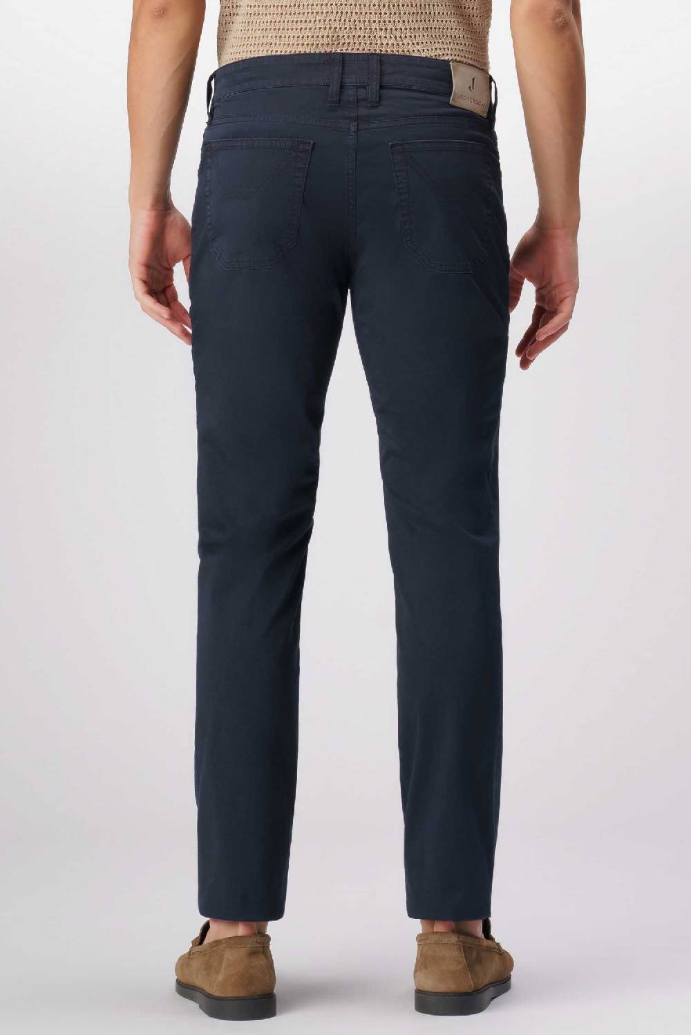 Jeckerson John - Pantalone 5 tasche in armatura raso blu scuro Fino Al -60%