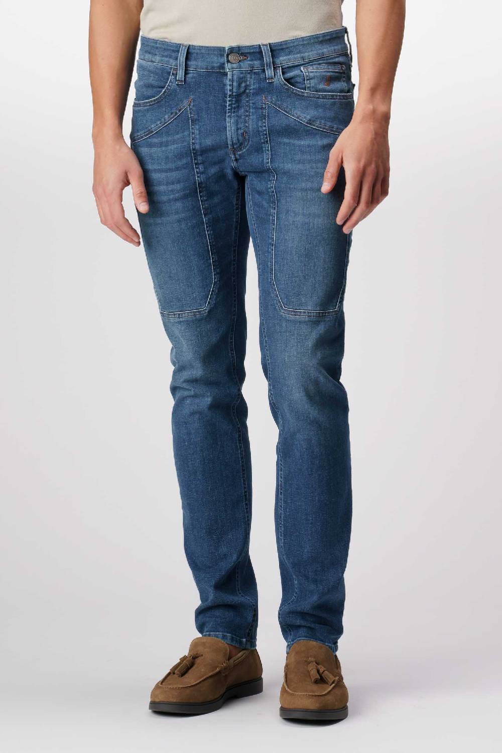 Jeckerson John - Pantalone con toppa in denim ecologico blu scuro Shopping Online