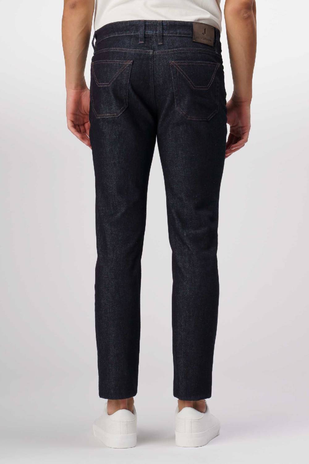 Jeckerson John - Pantalone con toppa in denim tri-blend blu rinse Prezzo Ridotto