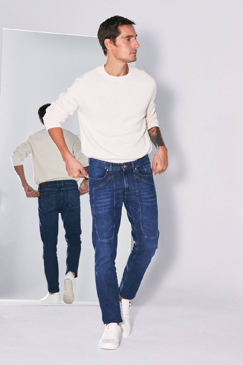 Jeckerson Pantalone 5 tasche con toppa in denim Online
