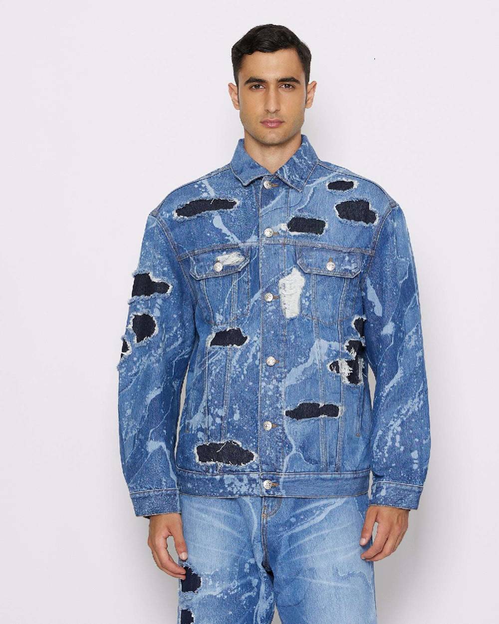 ﻿John Richmond Giacca in denim effetto used Economico