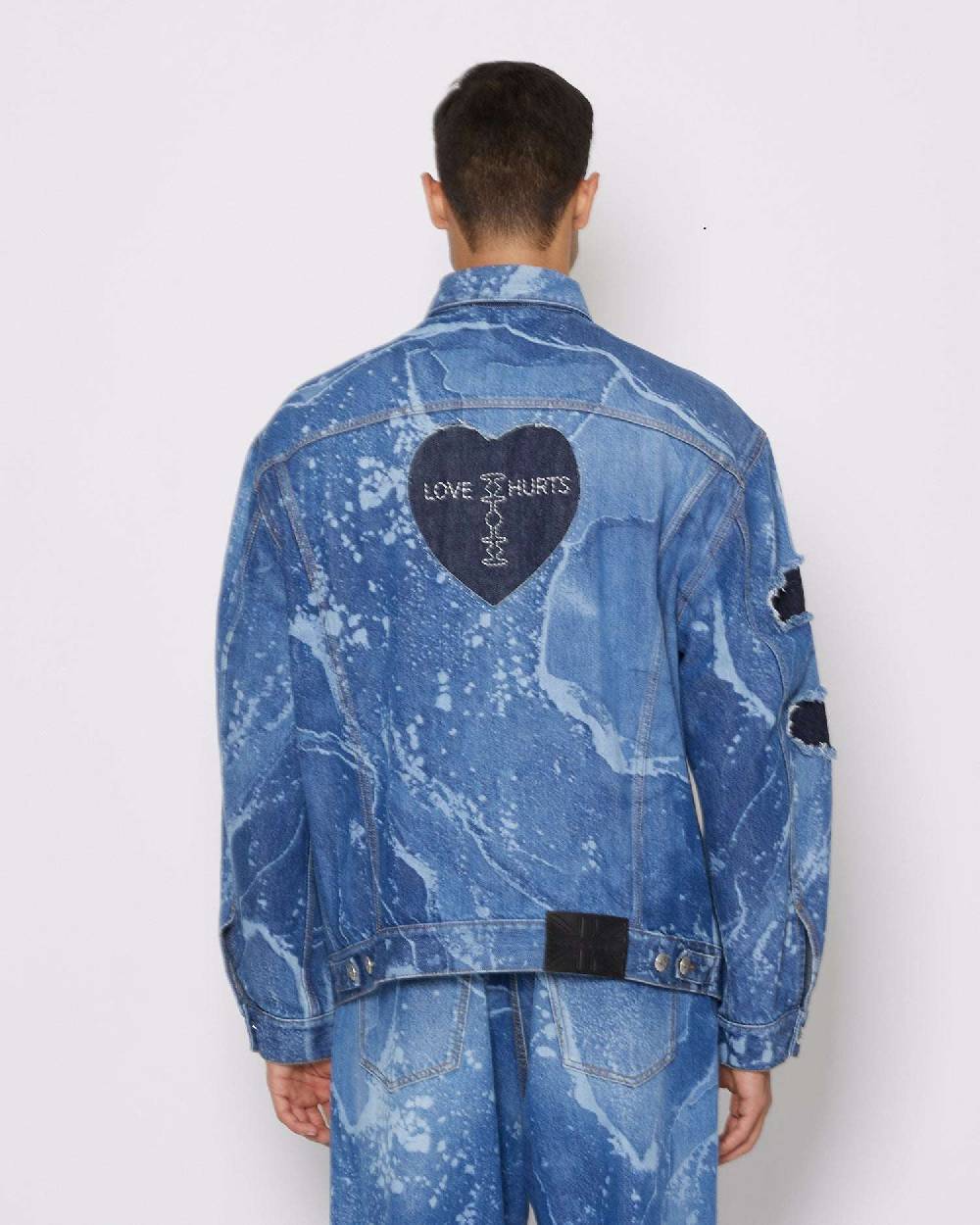 ﻿John Richmond Giacca in denim effetto used Economico