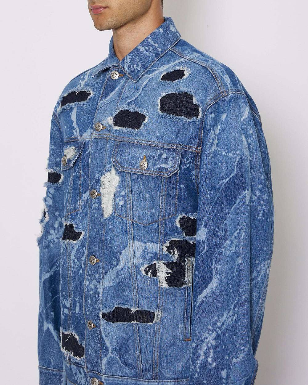 ﻿John Richmond Giacca in denim effetto used Economico