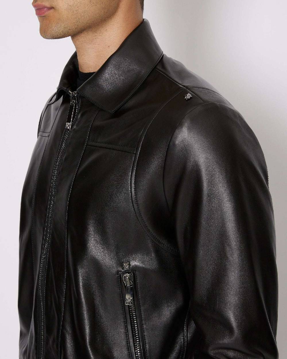 John Richmond Giacca in 100% pelle con chiusura con zip Outlet