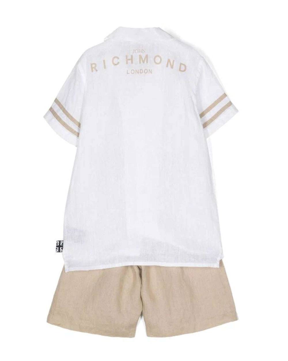John Richmond kids Completo camicia con logo e bermuda Prezzo Ridotto