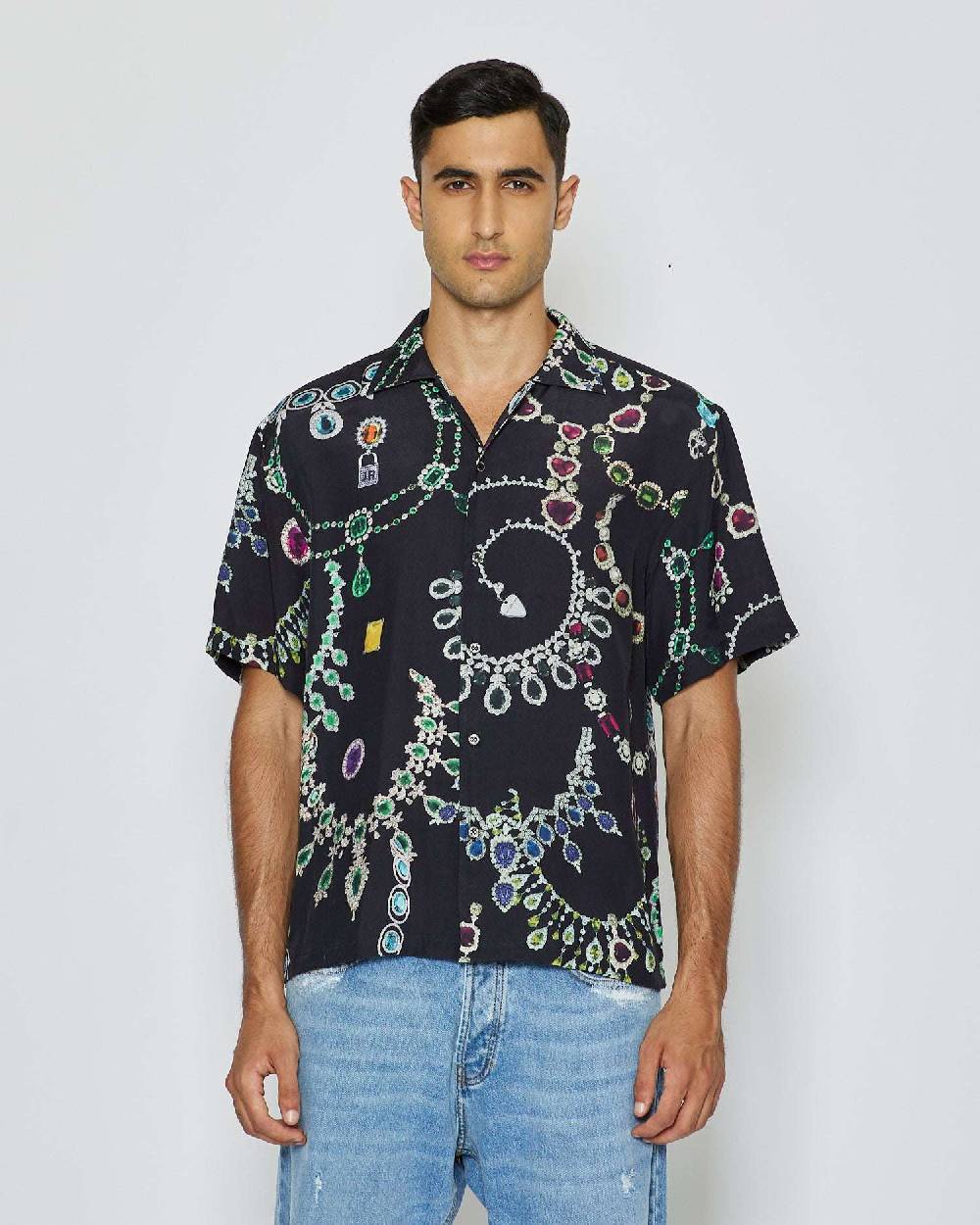 John Richmond Camicia con pattern tone sur tone Italy