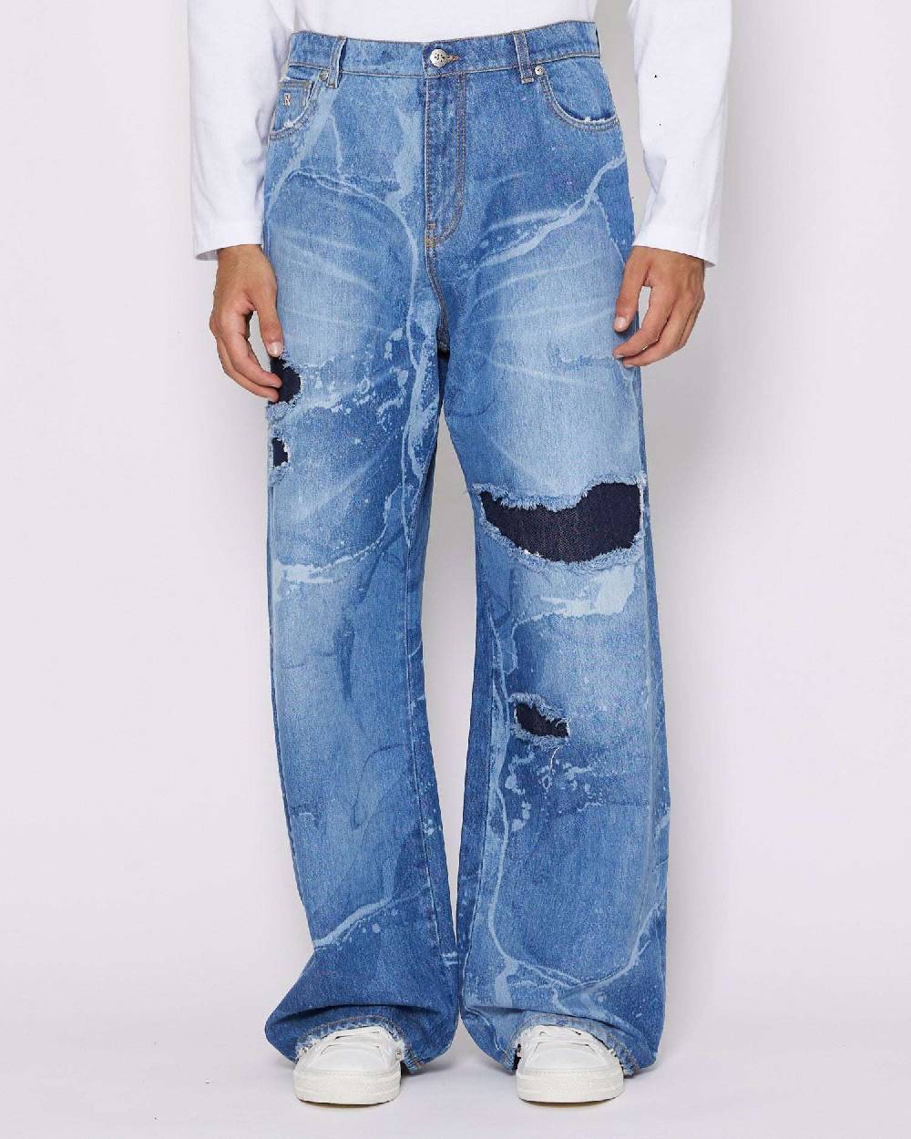 John Richmond Jeans gamba larga con strappi sul davanti Convenienza