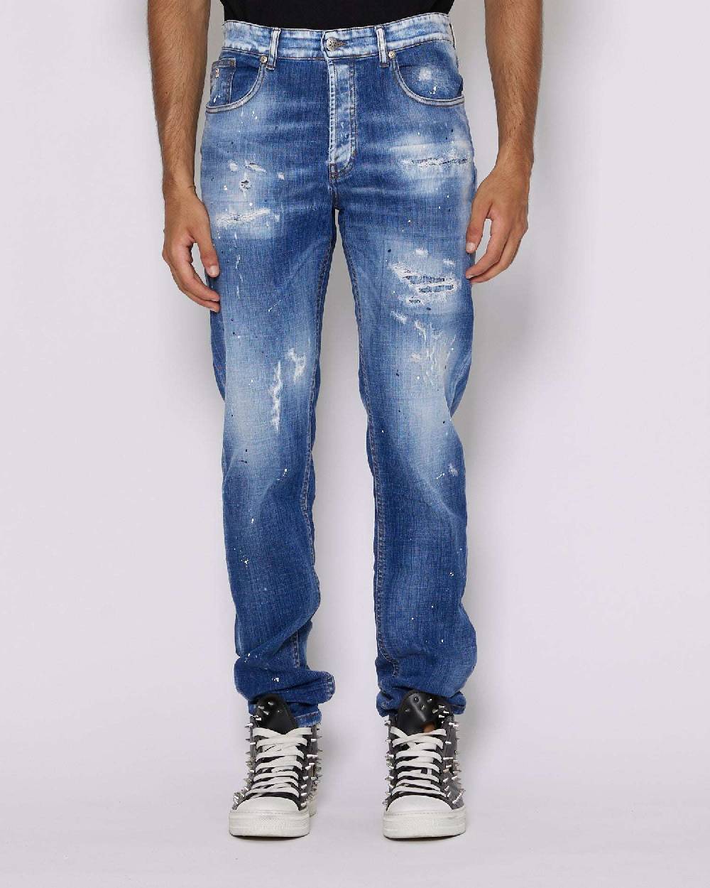 John Richmond Jeans slim con strappi sul davanti Sconto