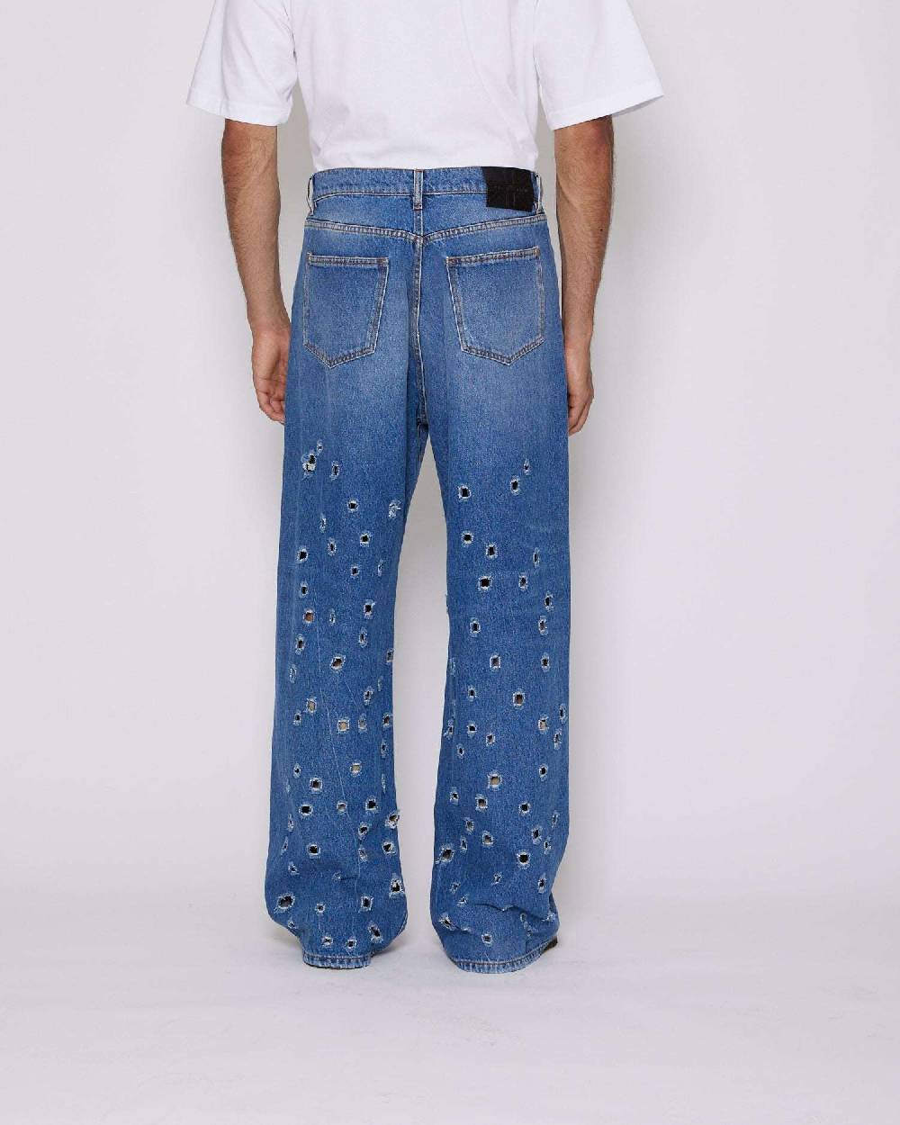 John Richmond Jeans gamba larga con fori metallici sul davanti Online