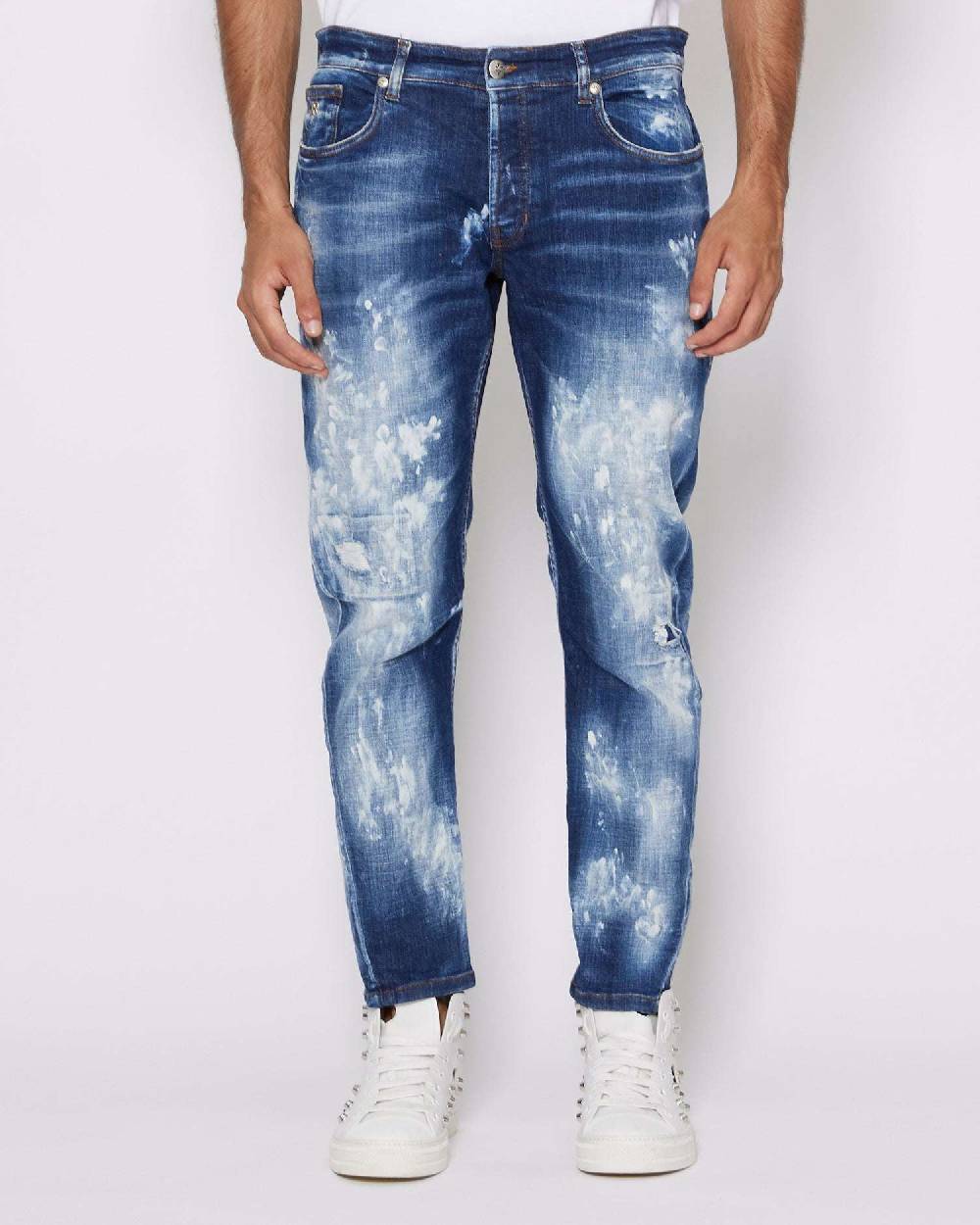John Richmond Jeans slim con strappi sul davanti bleaching effect Outlet