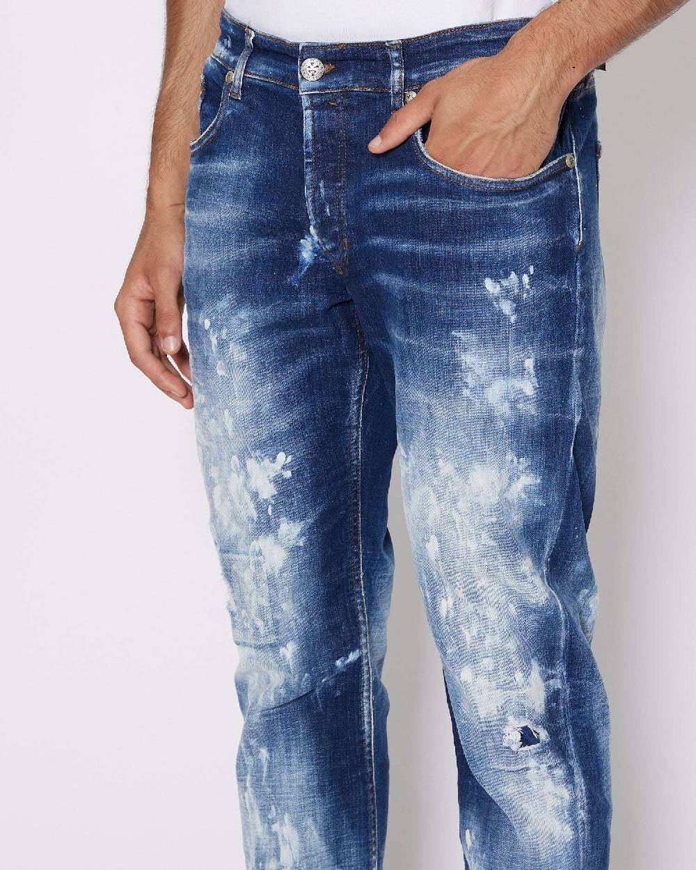 John Richmond Jeans slim con strappi sul davanti bleaching effect Outlet