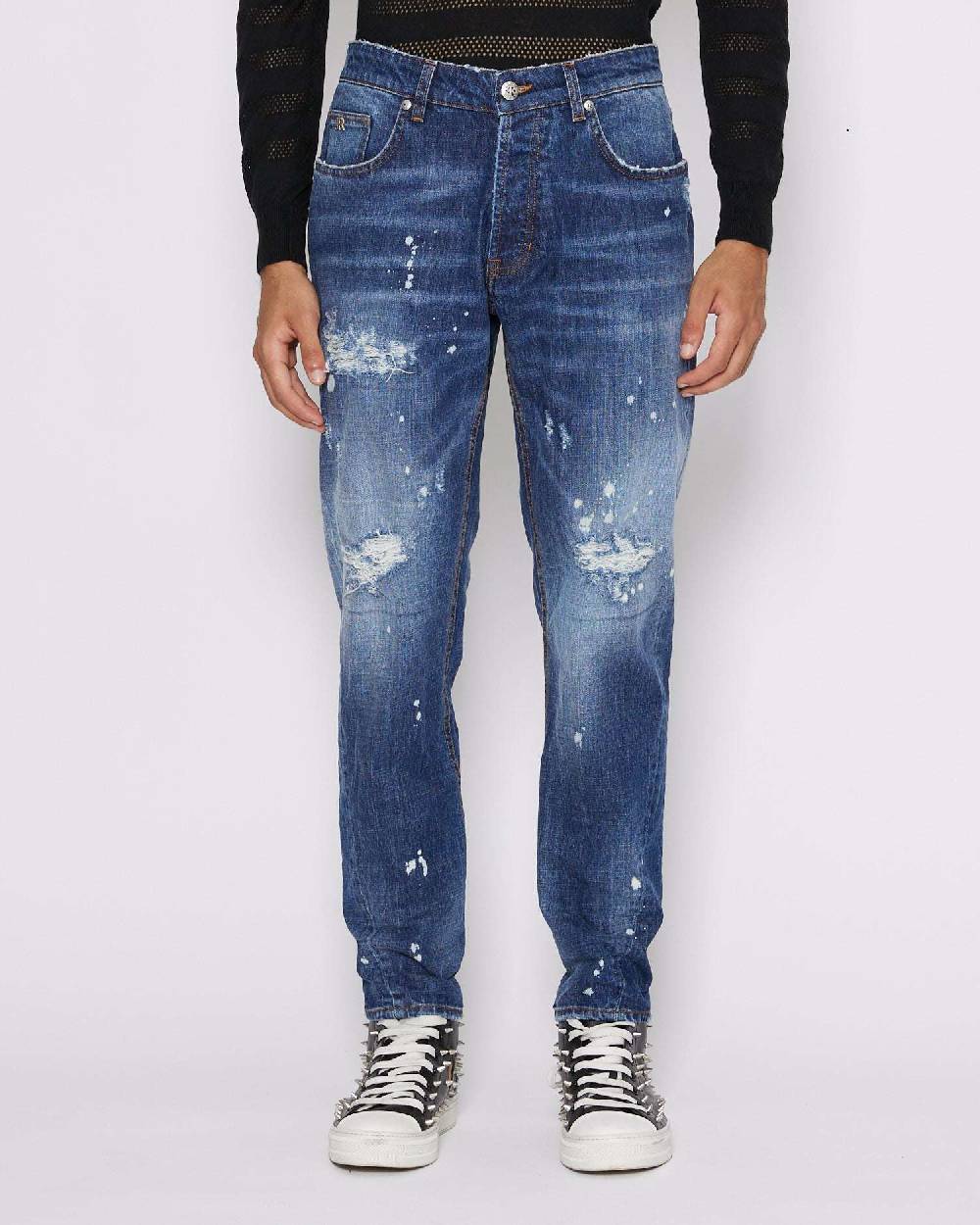 John Richmond Jeans slim con strappi sul davanti Hotsell
