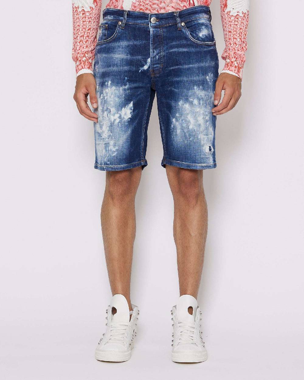 John Richmond Bermuda in denim con lacerazioni effetto used Moda