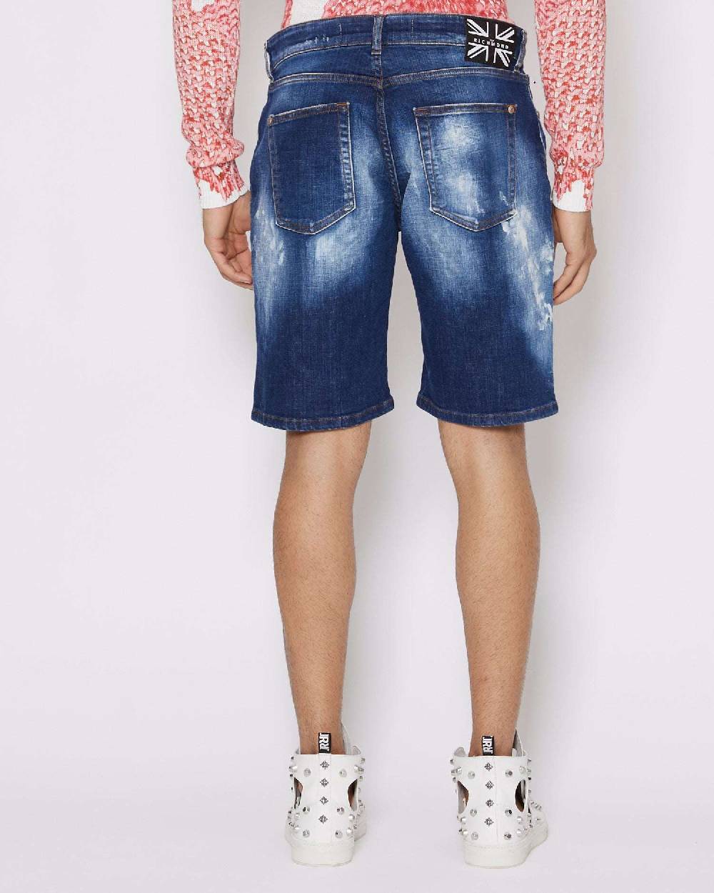 John Richmond Bermuda in denim con lacerazioni effetto used Moda