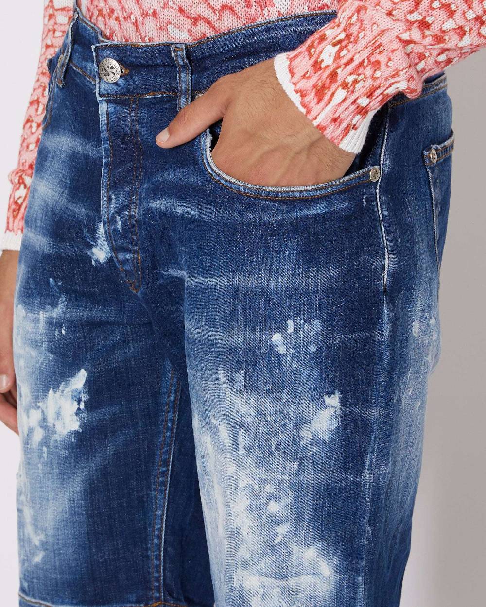 John Richmond Bermuda in denim con lacerazioni effetto used Moda