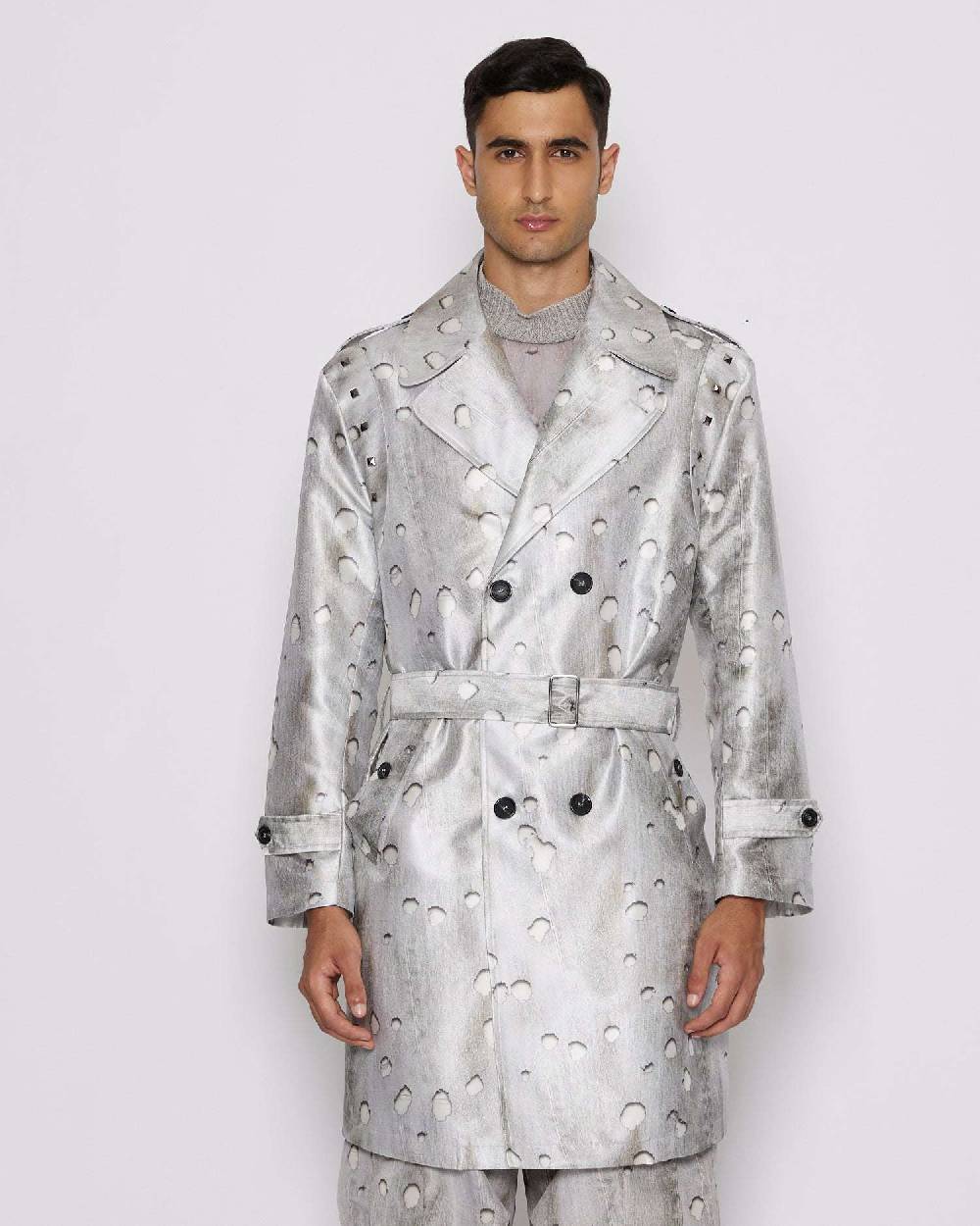 John Richmond Trench con motivo ton sur tone Offerta