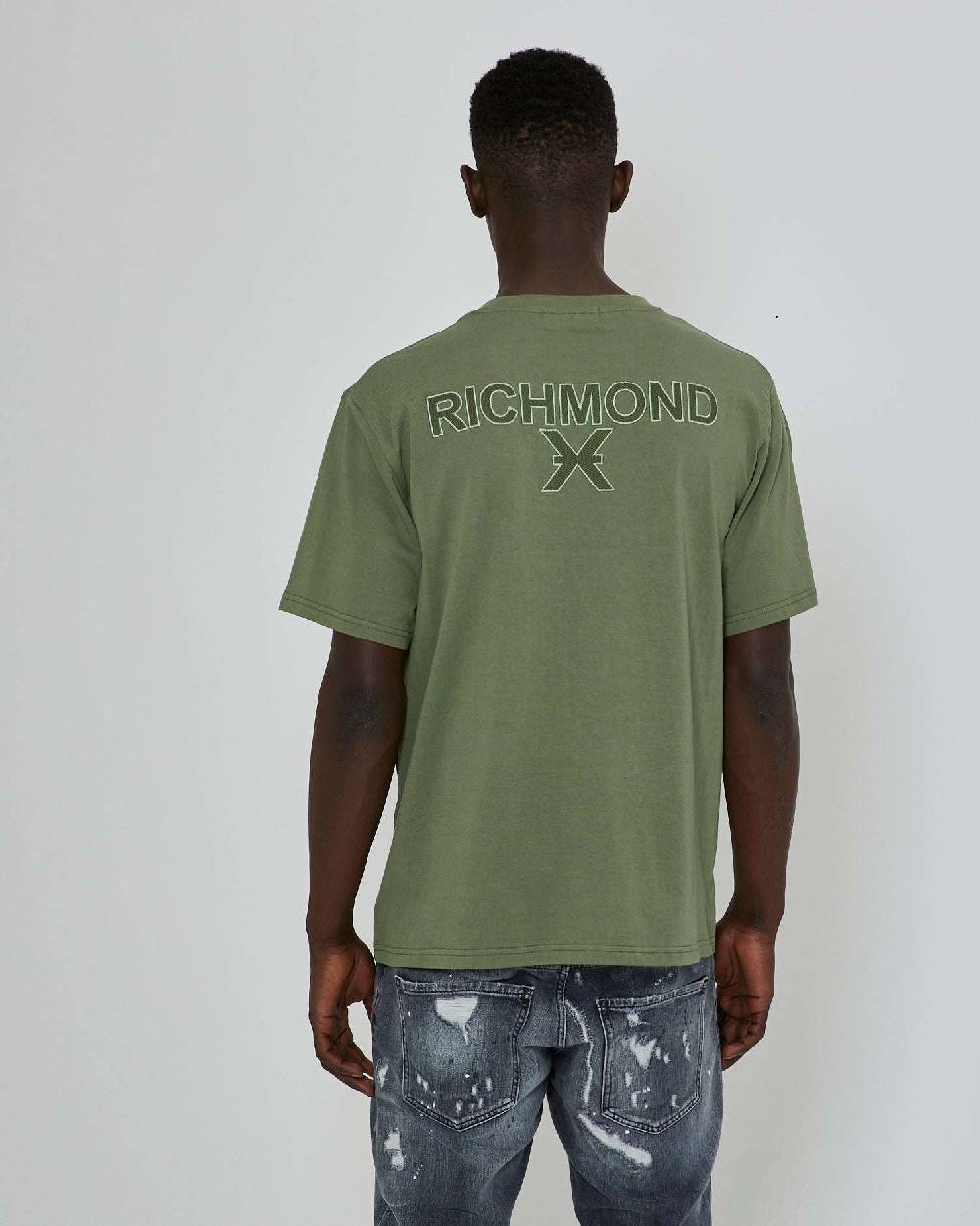John Richmond T-shirt con stampa ricamata sul retro 2025