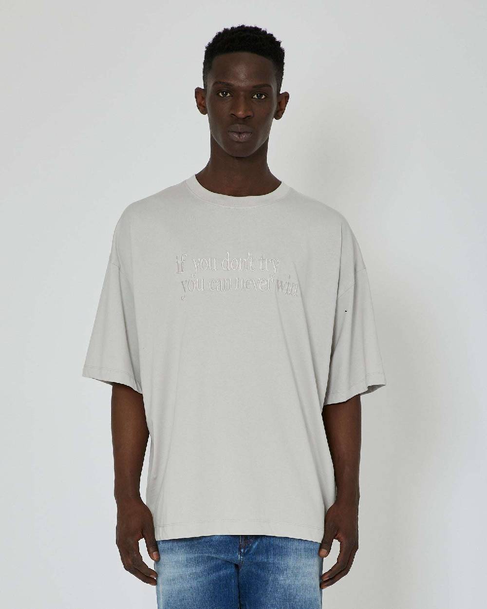 John Richmond T-shirt over con stampa ricamata sul davanti In Linea