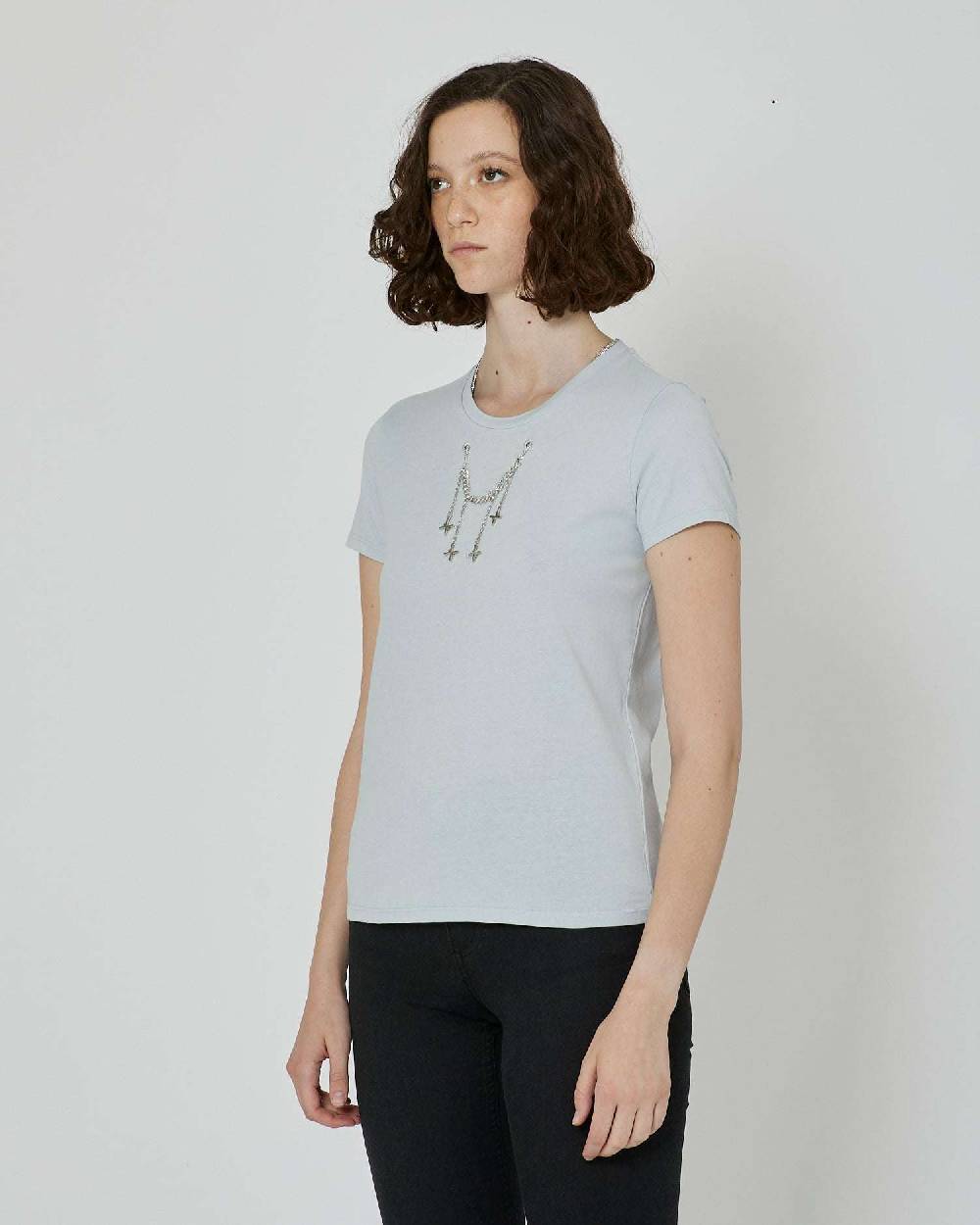 John Richmond T-shirt con catena metallica removibile Consegna Veloce