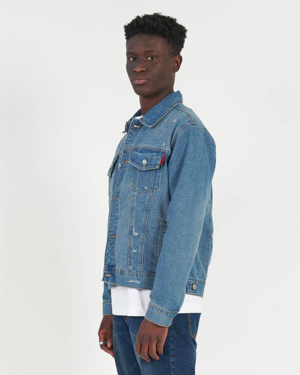 John Richmond Giubbino in denim con il logo ricamato sul retro Convenienza