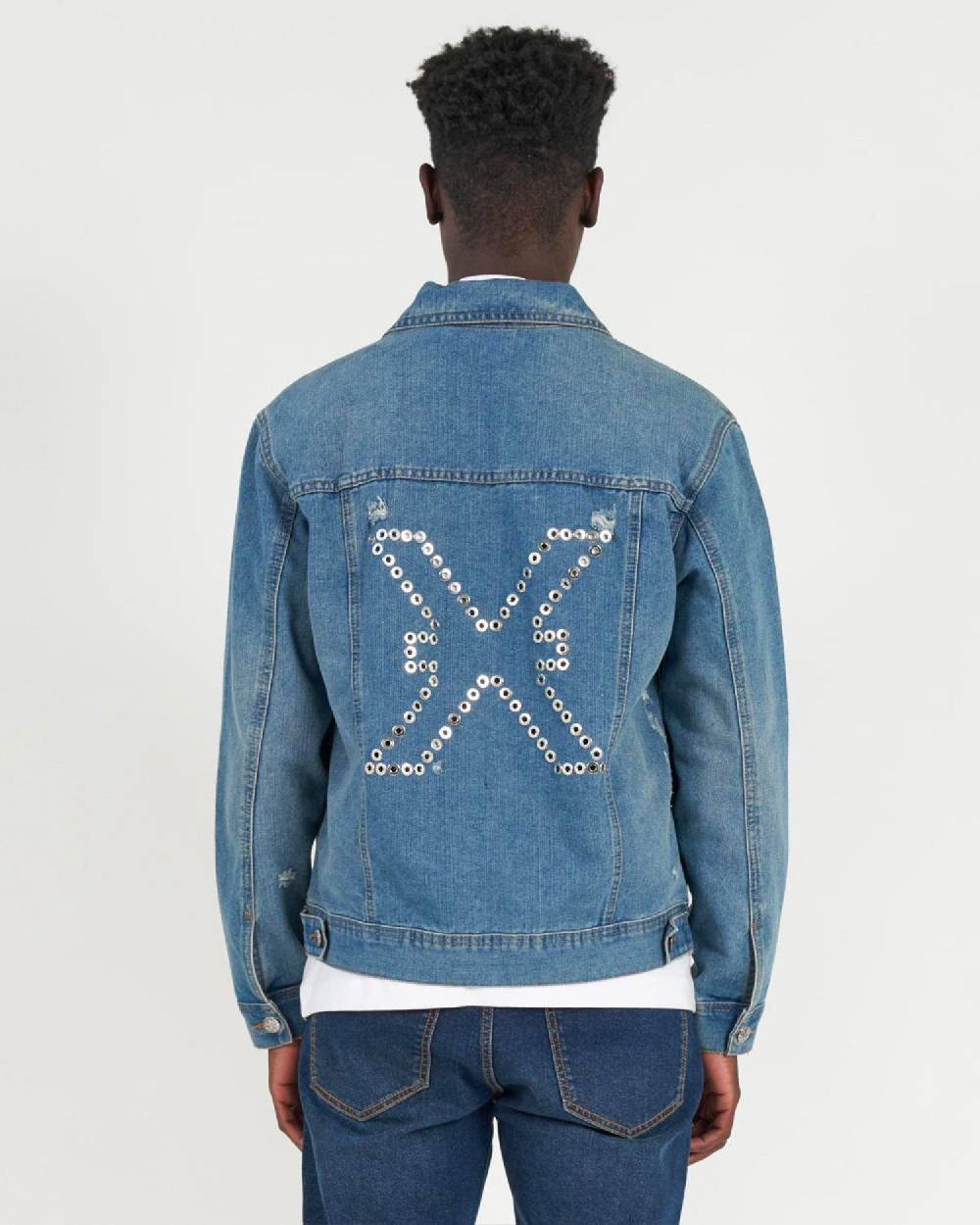 John Richmond Giubbino in denim con il logo ricamato sul retro Convenienza