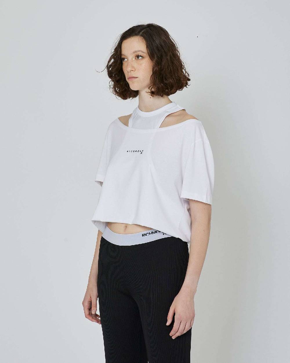 John Richmond T-shirt crop con logo stampato In Vendita