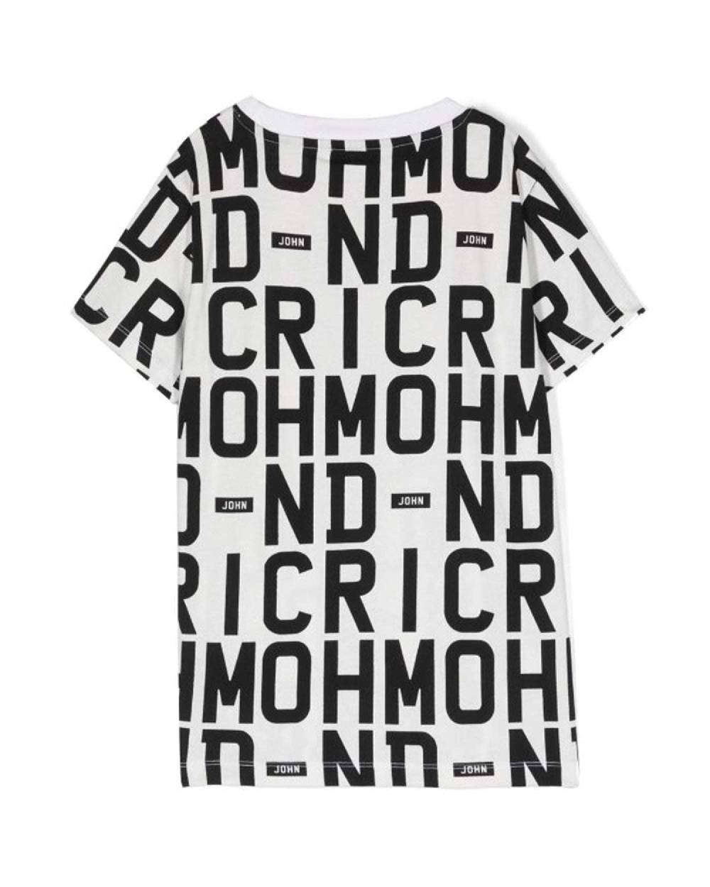 John Richmond kids T-shirt con pattern ton sur ton Shopping Online
